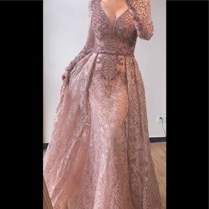 Sequined ,Beading, Crystal Lace Gown Long Sleeve.